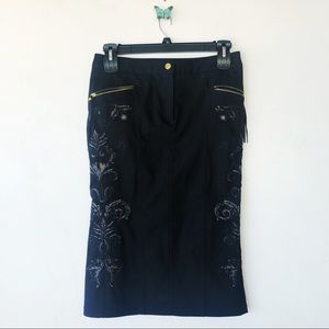 Rare Roberto Cavalli black denim skirt sz medium